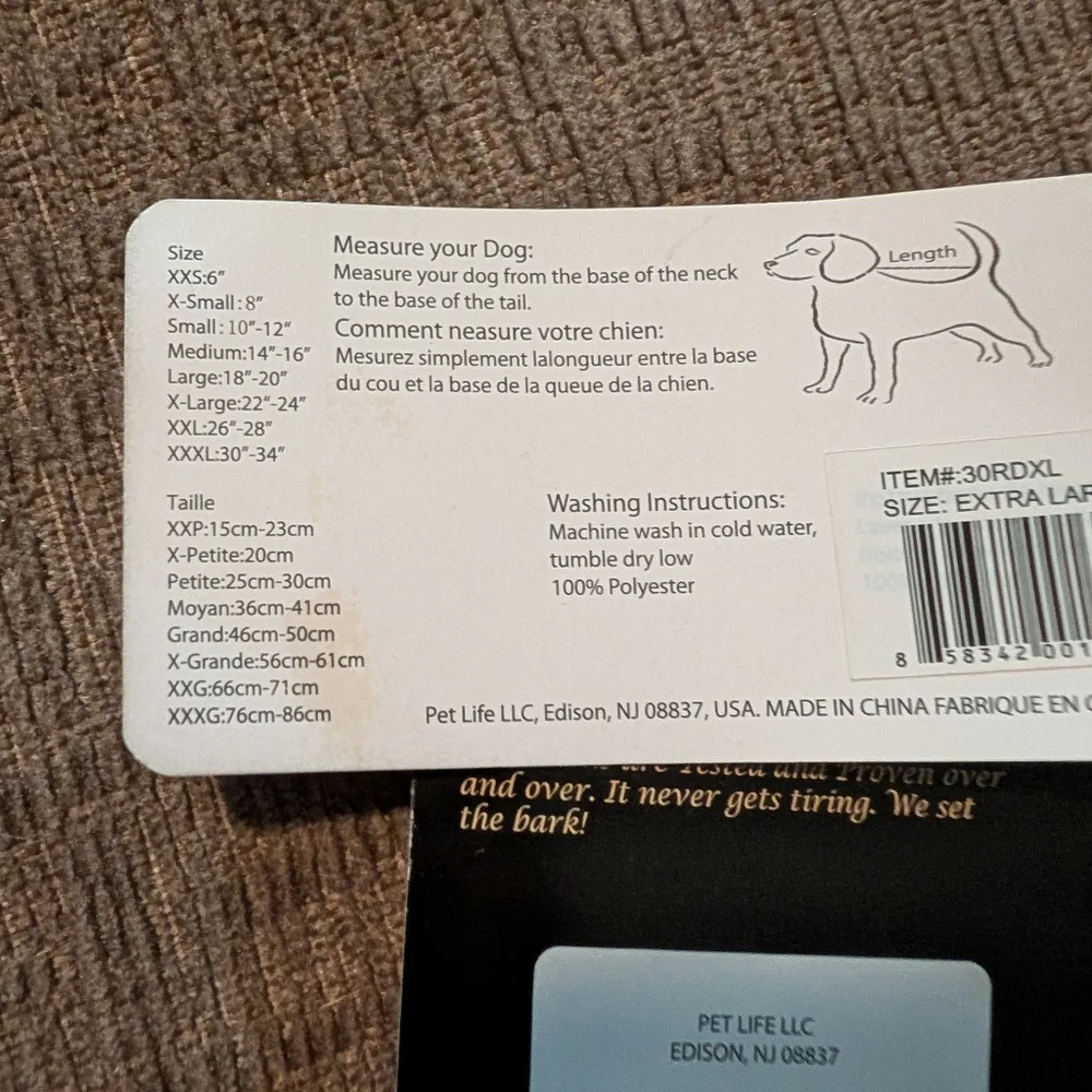 5/$20 Nwt pet jacket. See pics